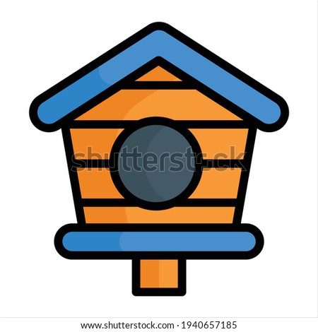 birdhouse, nest flat line icon                         