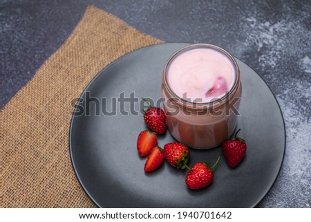 Strawberry Yogurt, Healthy food and drink concept.