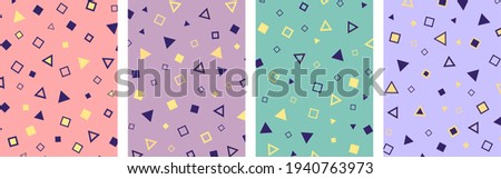 Abstract geometric background set. Soft colors abstract vector design. Trendy vector creative geometric icons, funky wallpaper design set