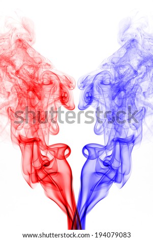 Colorful smoke on the white background