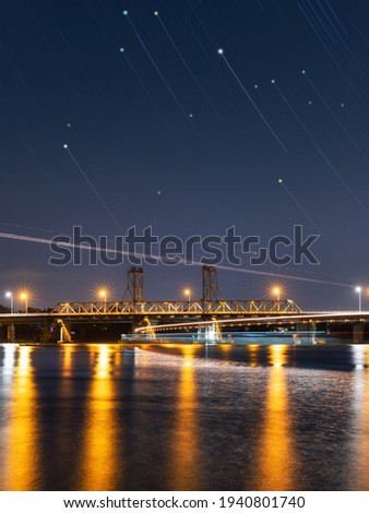 Night view at Ryde Bridge, Parramatta River, Sydney, Australia.
