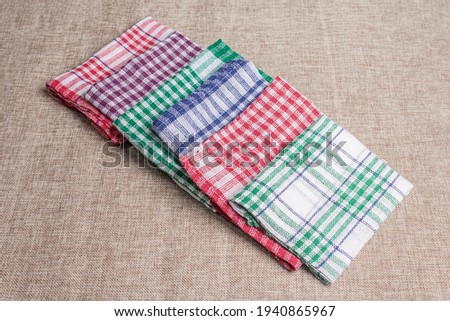 Handkerchiefs on a cloth background. Using reusable textile accessories instead of single-use paper tissues. Creating less waste and caring for our environment, place for text