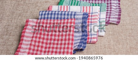 Handkerchiefs on a cloth background. Using reusable textile accessories instead of single-use paper tissues. Creating less waste and caring for our environment, Banner
