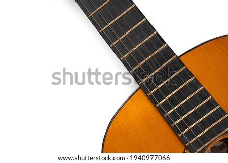 Acoustic guitars isolated on white background. Musical instrument.