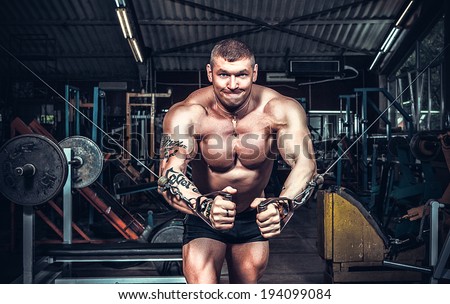 Body Builder Working Out At Gym  Royalty-Free Stock Photo #194099084