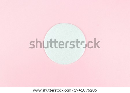 White empty Circle frame on pink background, copy space
