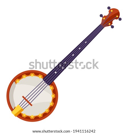 Illustration of banjo. Musical instrument for concert poster.