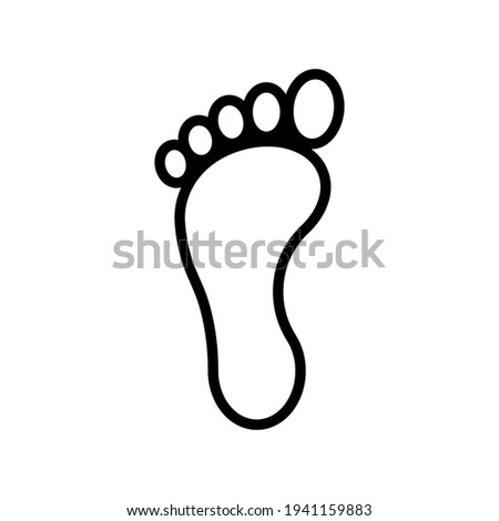 Footprint vector icon. Bare human foot print symbol. Pace imprint sign. Barefoot step mark logo silhouette.
