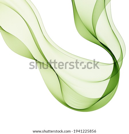 Abstract green wavy lines. Colorful vector background. smoke transparent green wave