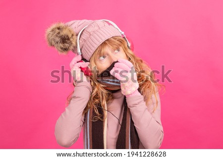 woman wearing warm clothes and cold expression isolated on background