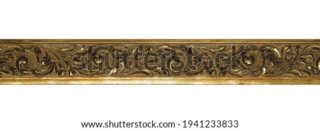 Decorate wooden golden lines, antique pattern, making picture frame, isolated on white background and texture, clipping path