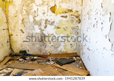 Urban exploration of old buildings ruins of old quartz mine Stanislaw Royalty-Free Stock Photo #1941287839