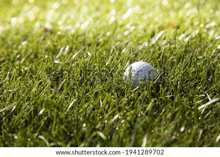 A selective focus of a ball in a golf course against a blurred background