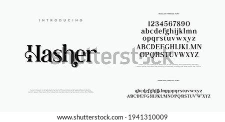 Abstract Fashion font alphabet. Typography typeface uppercase lowercase and number. vector illustration Royalty-Free Stock Photo #1941310009