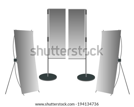 J-Flag Poles, X-Stand Banner display Vector template for design work  Royalty-Free Stock Photo #194134736