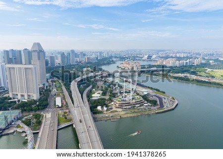 Top views skyline business building and financial district in sunshine day at Singapore City, Singapore