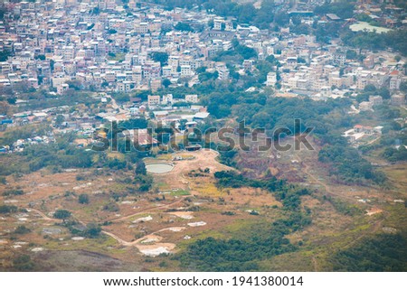 Aerial view of village in Yuen Long, Hong Kong, daytime outdoor