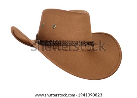 A brown cowboy hat isolated on a white background