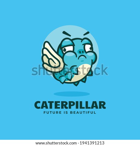 Vector Logo Illustration Caterpillar Simple Mascot Style.