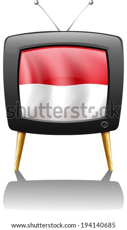 Illustration of the flag of Monaco inside the TV on a white background