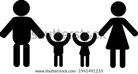 Family silhouette stick figure vector  illustration isolated on white background