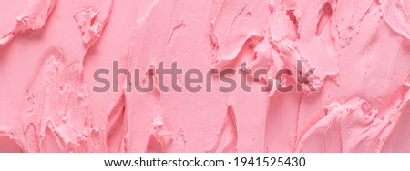 
Texture surface of ice cream. Background of strawberry ice cream close-up. Banner