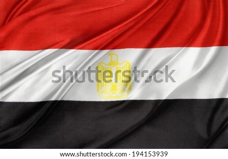 Closeup of silky Egyptian flag