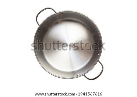 Top view stainless steel frying pot isolated on white background. Royalty-Free Stock Photo #1941567616