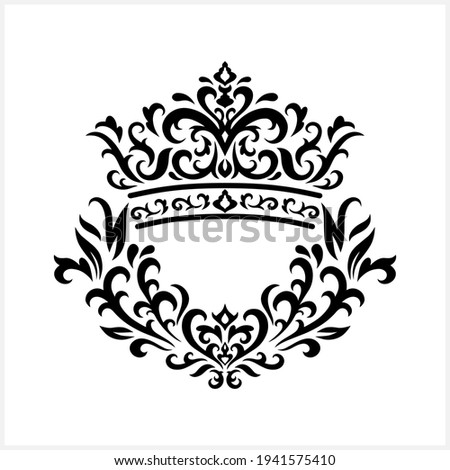 Vintage crown with wtearh isolated on white. Royal icon. Vector stock illustration. EPS 10