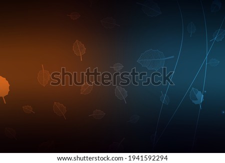 Dark Blue, Yellow vector natural background with trees, branches. Doodle illustration of flowers in Origami style. Doodle design for your web site.