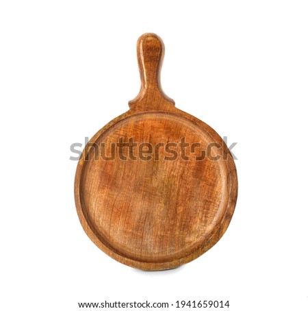 New wooden serving board isolated on white