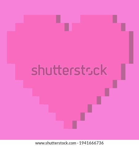 pink heart made of pixels on a pink background, volume 3D images for Valentine's Day