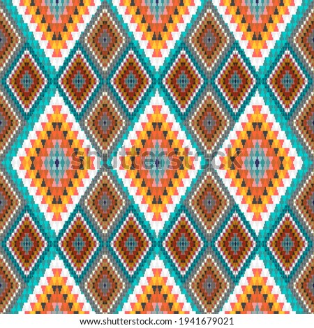Tribal seamless colorful geometric pattern.Ethnic vector texture.Traditional ornament.Geometric ethnic oriental pattern traditional Design for background,carpet,clothing,wrapping,fabric,embroidery