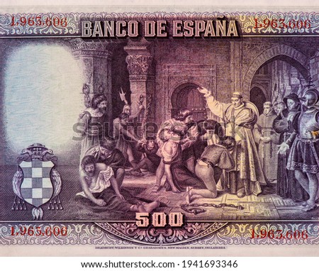 Picture by Casanova showing liberation of captives Portrait from Spain  Banknotes