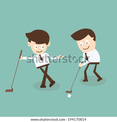 Partnership concept - Business Talk while playing Golf