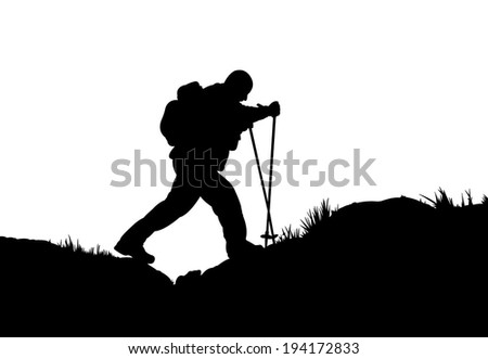 silhouette of a mountaineer 