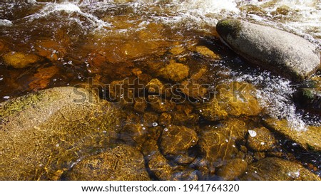 Stones,riverside,rocky shore of Forbach.Landscapes, nature and beauty of the Black Forest, Germany.