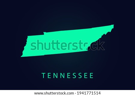 Tennessee Map - USA, United States of America map, World map vector template with green color gradient isolated on dark background - Vector illustration eps 10