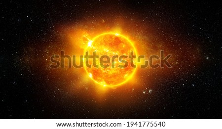 View of the Earth, sun, star and galaxy. Sunrise over planet Earth, view from space. Concept on the theme of ecology, environment, Earth Day. Elements of this image furnished by NASA.