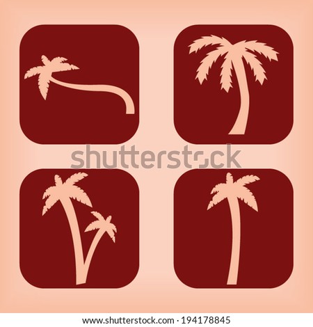 Palm tree icon - four variations 