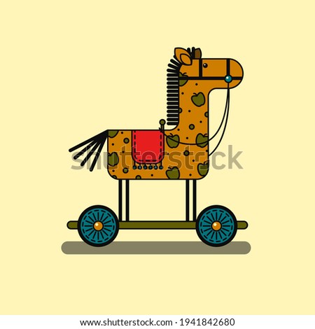 wooden horse for children. Vector graphics. Design