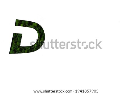 letter G made from green moss on white background