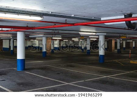 Interior of underground car park use for background