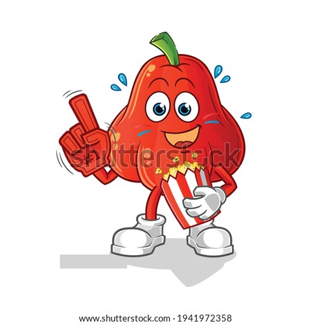 water apple fan with popcorn illustration. character vector