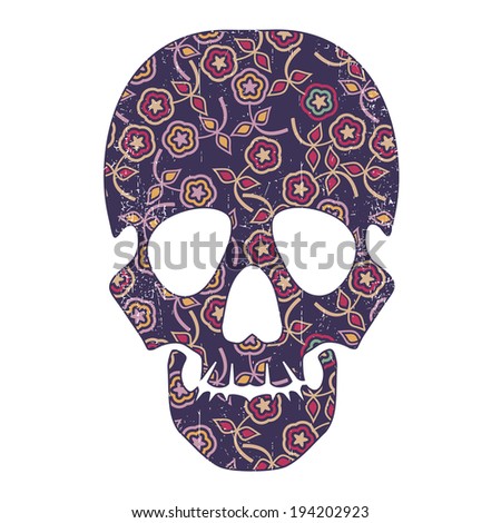 Floral skull isolated on white