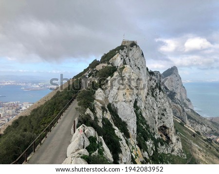 Gibraltar - December 28, 2019: The Rock of Gibraltar, also known as the Jabel-al-Tariq. High quality photo
