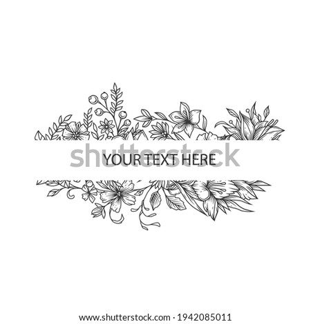 Original monochrome vector illustration of a flower frame for greeting and invitation cards in vintage style.
