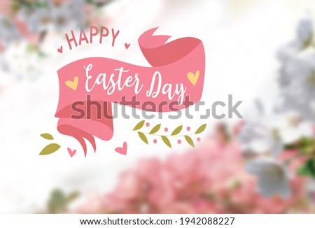 Easter floral yeallow pink white green with text letter copy space holiday banner template greetings card poster background 
