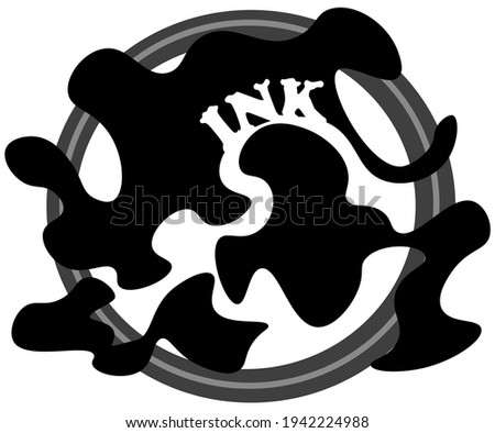 black ink logo with white ink written in it, using black, white, and gray colors with a circle background inside which stands out and a white rectangle on the final background