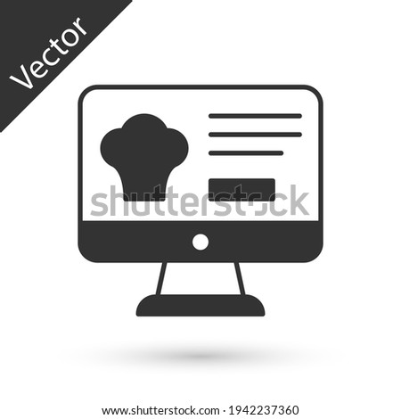 Grey Online ordering and fast food delivery icon isolated on white background. Vector